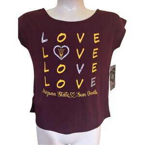 NEW Arizona State Sun Devils Colosseum Criss Cross Love SS Shirt Girls M 7-8